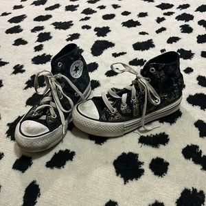 Converse Kids Black with Gold and Silver Design Hightops
